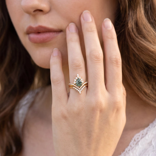 Alexandra’s Heritage | Pear Moss Agate Foliage Bridal Duo