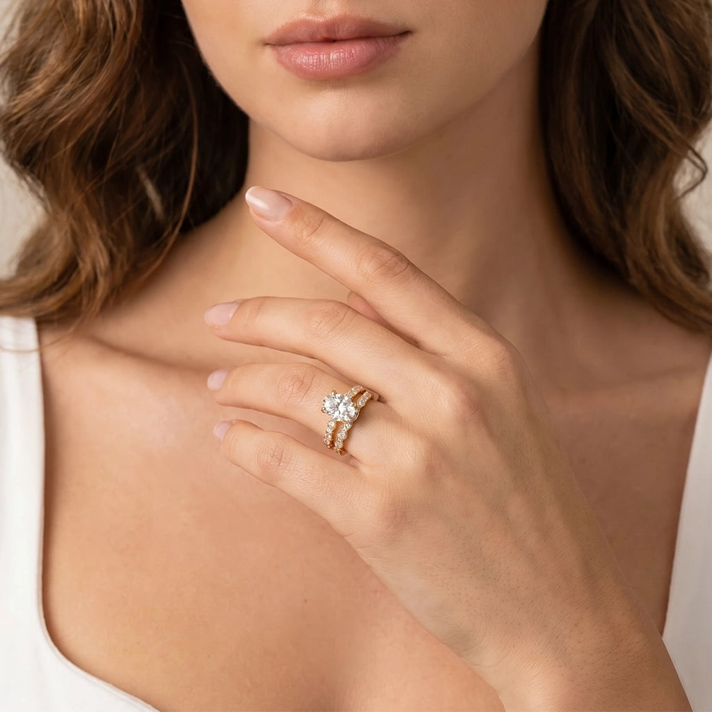 Grace’s Bliss | Vintage Oval Diamond Solitaire Bridal Set 2pcs.
