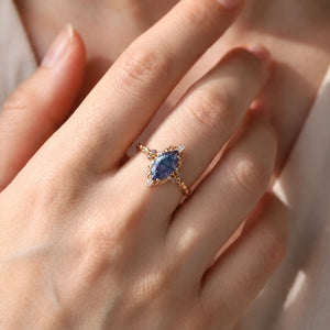 Joséphine’s Aurora | 2CT Fantasy-Cut Marquise Alexandrite Filigree Vintage Engagement Ring