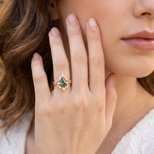 Tyler Twin Flames Kite Cut Moss Agate Engagement Ring Set 3pcs
