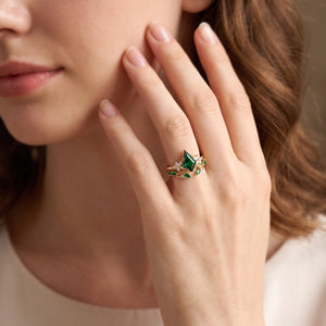 Joséphine’s Verdure | Kite-Cut Emerald Foliage Bridal Set 2pcs