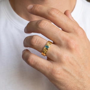 Alexandra's Thorn | Baguette Blue Diamond Men's Band
