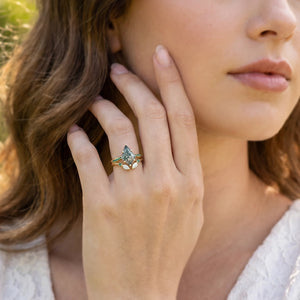 Isadora’s Mosaic | Kite Cut Moss Agate, Emerald & Opal Bridal Set 2pcs