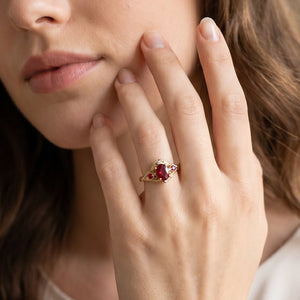 Rosalind’s Vine | Oval Ruby Vintage Engagement Ring.