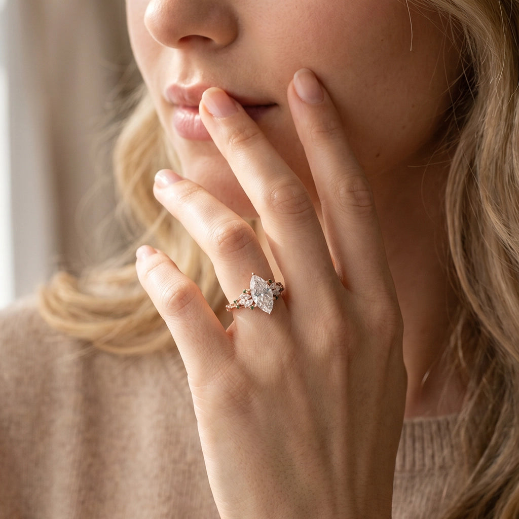 Aurora Twine | Marquise Diamond Ring with Vine Setting.