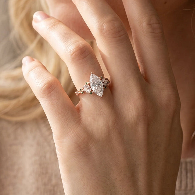 Aurora Twine | Marquise Diamond Ring with Vine Setting.