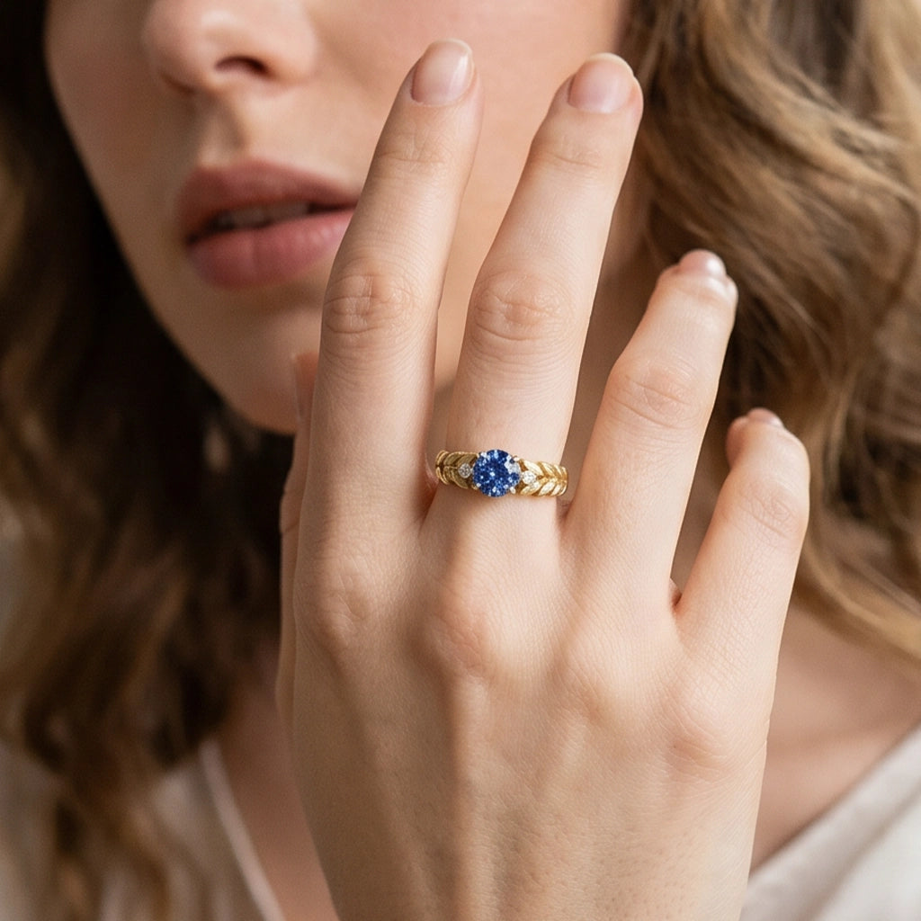 Iris’s Twilight | Blue Sapphire Solitaire Engagement Ring.