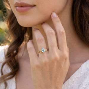 Marina’s Foliage | Kite Blue Aquamarine Botanical Engagement Ring