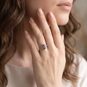 Rosalind’s Aurora | 1CT Fantasy-Cut Oval Alexandrite Halo Engagement Ring