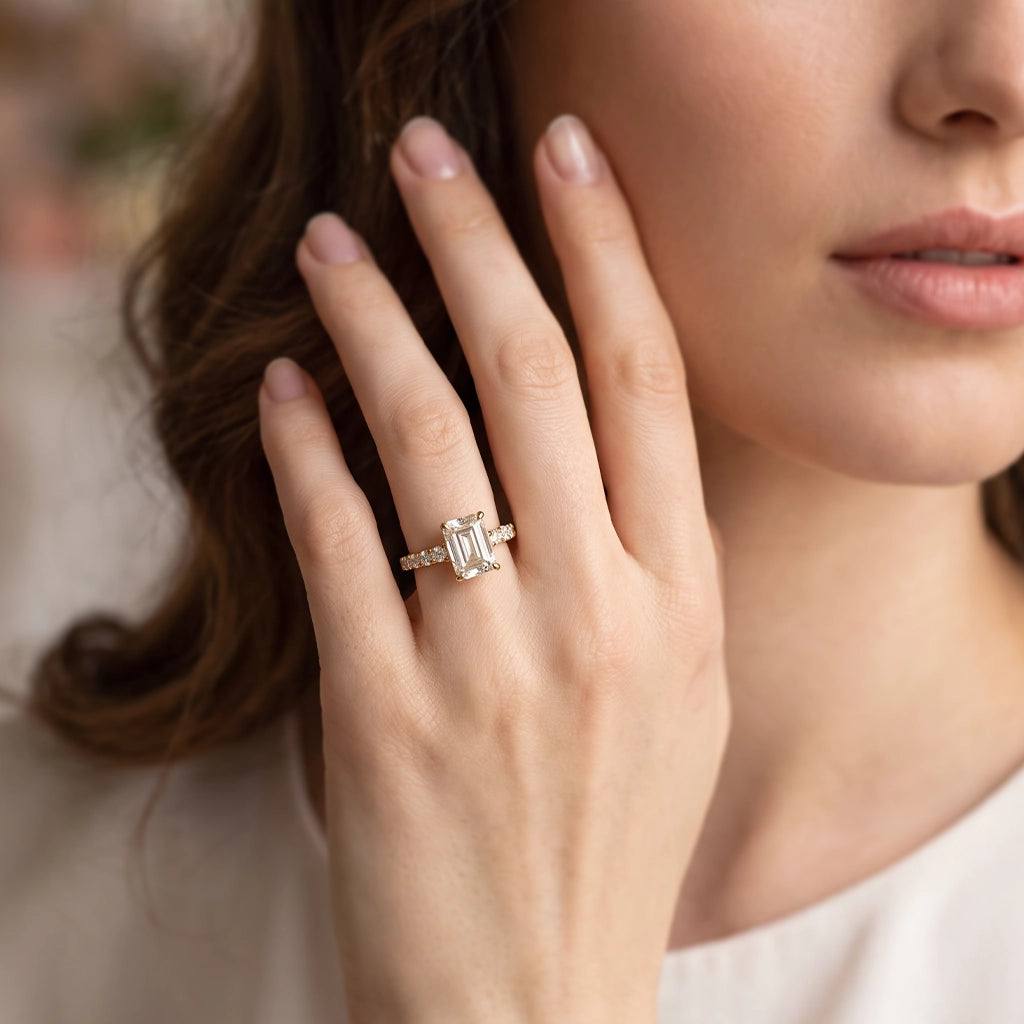 Audrey’s Epoch | 2CT Emerald Cut Diamond Solitaire Engagement Ring