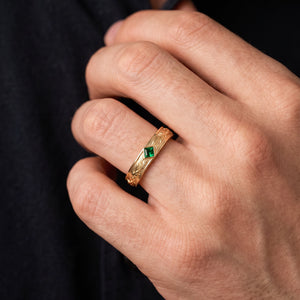 Orion’s Keystone | Square Green Sapphire Men’s Band