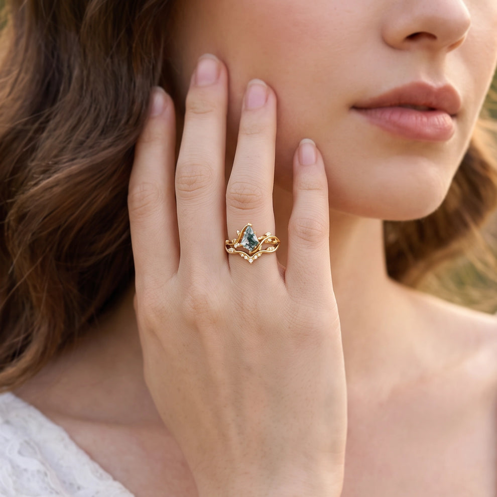 Marguerite’s Twine | Kite Moss Agate Vintage Bridal Duo