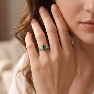 Alexandra’s Diadem | Fantasy-Cut Marquise Emerald Cluster Engagement Ring