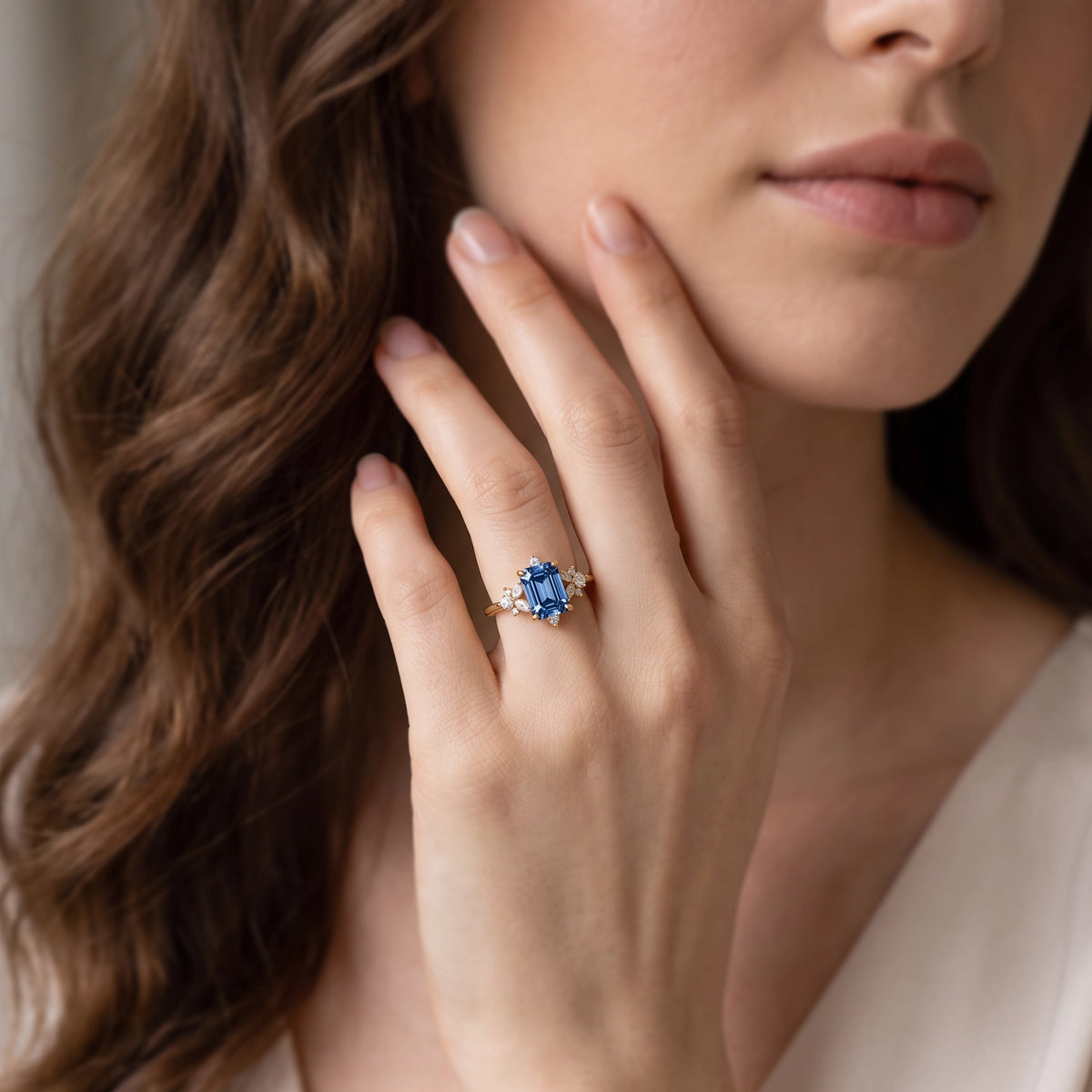 Isabella’s Lapis | 2CT Emerald-Cut Blue Sapphire Vintage Ring