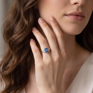 Isabella’s Lapis | 2CT Emerald-Cut Blue Sapphire Vintage Ring