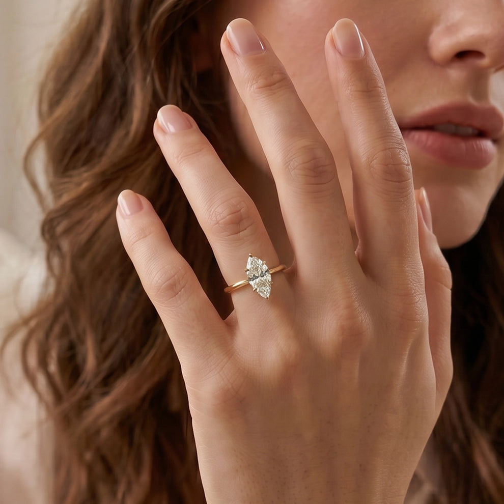 Grace’s Classic | 1.0CT Marquise Diamond Solitaire Engagement Ring.