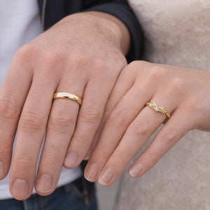 Harmony Duet | Curved Diamond & Classic Band Couple Wedding Set.
