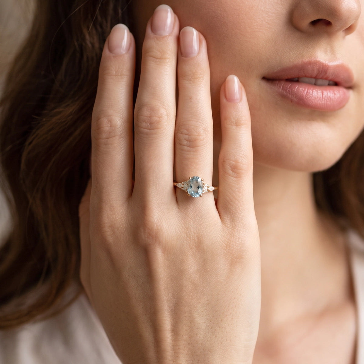 Celine’s Azure | 1.5CT Classic Oval Aquamarine Engagement Ring