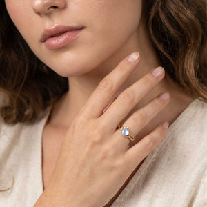 Luna’s Twig | Round Moonstone & Organic Vine Ring.