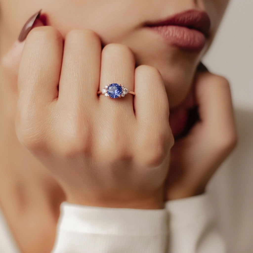 Velvet Twilight | Round Blue-Violet Tanzanite Engagement Ring.