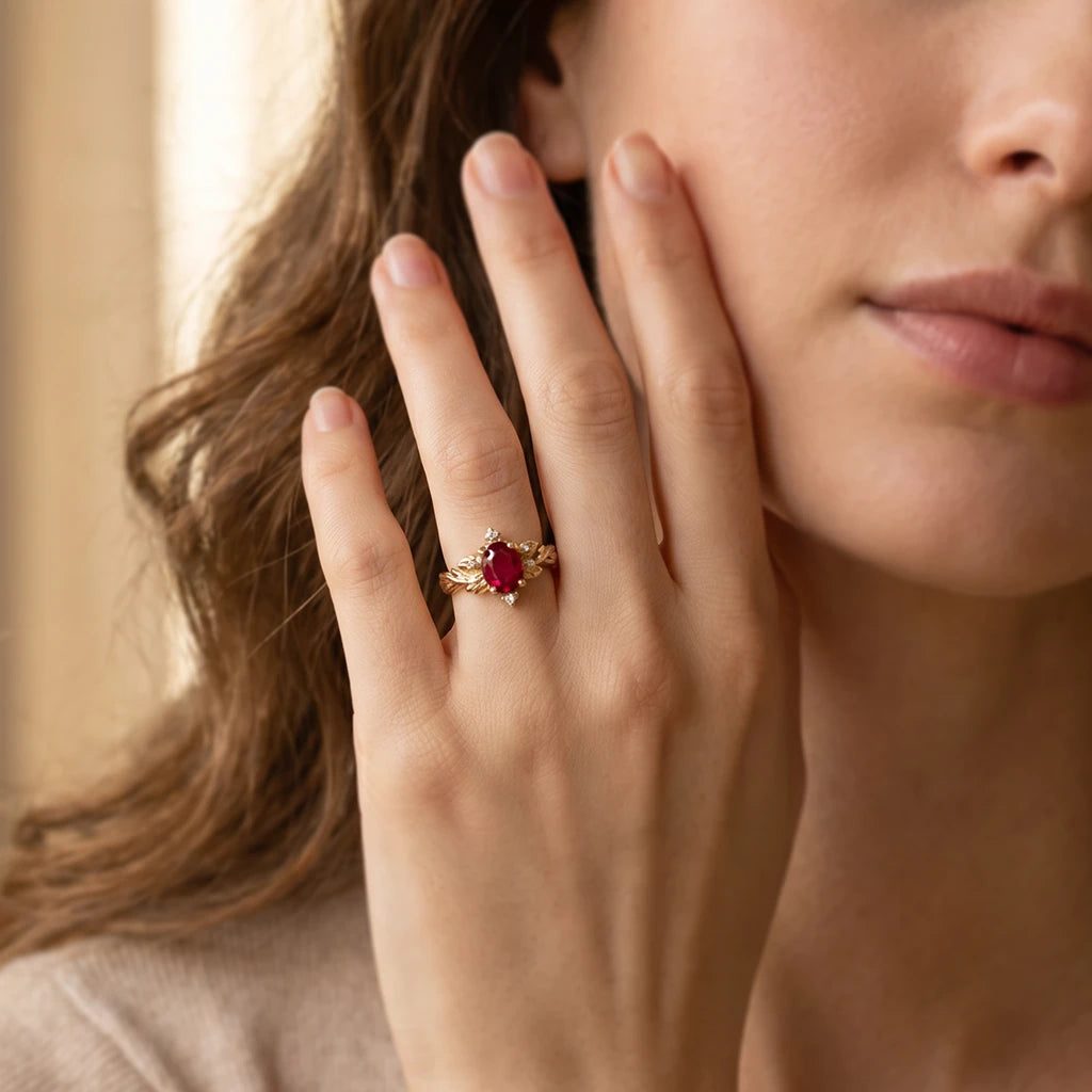 Aurora's Ember | 1.5CT Oval Ruby Vintage Engagement Ring