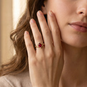 Aurora's Ember | Oval Ruby Vintage Engagement Ring