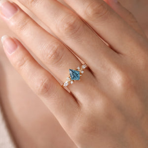 Livia’s Zephyr | Kite Fantasy-Cut London Blue Topaz Vintage Engagement Ring