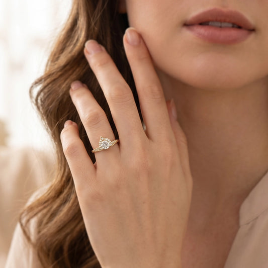 Aurora’s Dew | Diamond Half Halo Engagement Ring