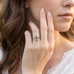 Cordelia’s Bower | Kite Cut Moss Agate Cluster Chevron Bridal Duo