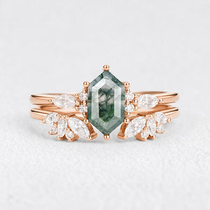 Sophia’s Serenity | Hexagon Moss Agate Bridal Set 2pcs.