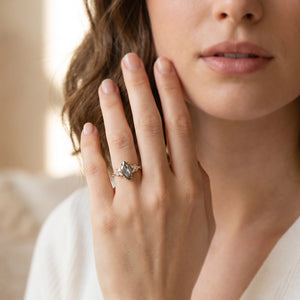Isadora’s Blossom | 1CT Marquise Salt & Pepper Diamond Engagement Ring
