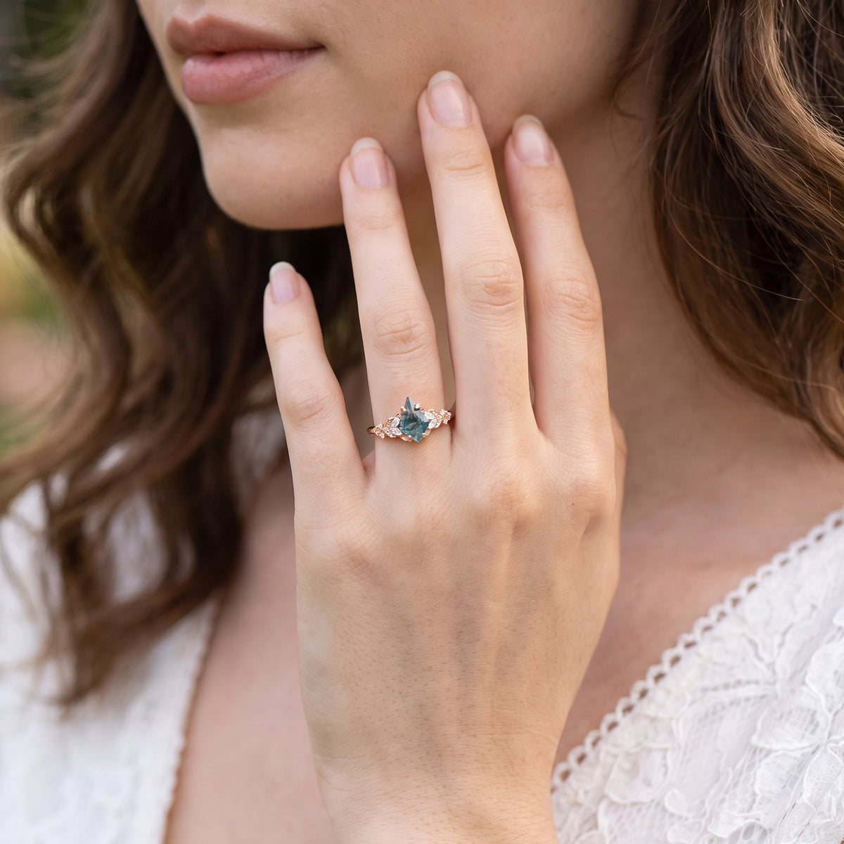 Marguerite’s Garland | Kite Moss Agate Engagement Ring