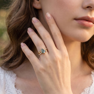 Genevieve’s Imprint | Kite Moss Agate Foliage Engagement Ring
