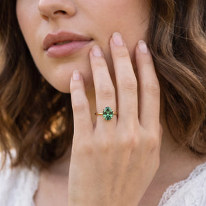 Rosalind’s Greenwood | 2CT Oval Sapphire Solitaire Engagement Ring