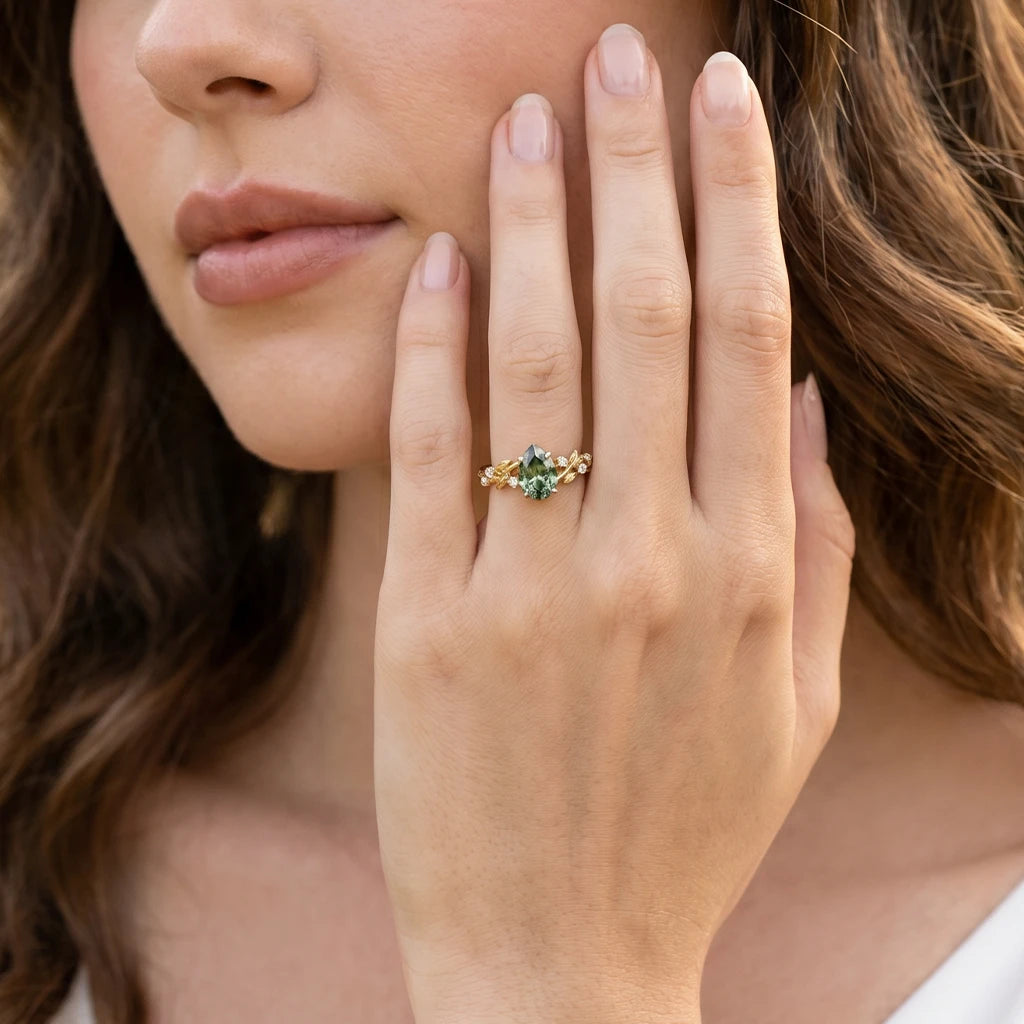 Sylvie’s Verdure | 1.3CT Green Sapphire Vine Engagement Ring