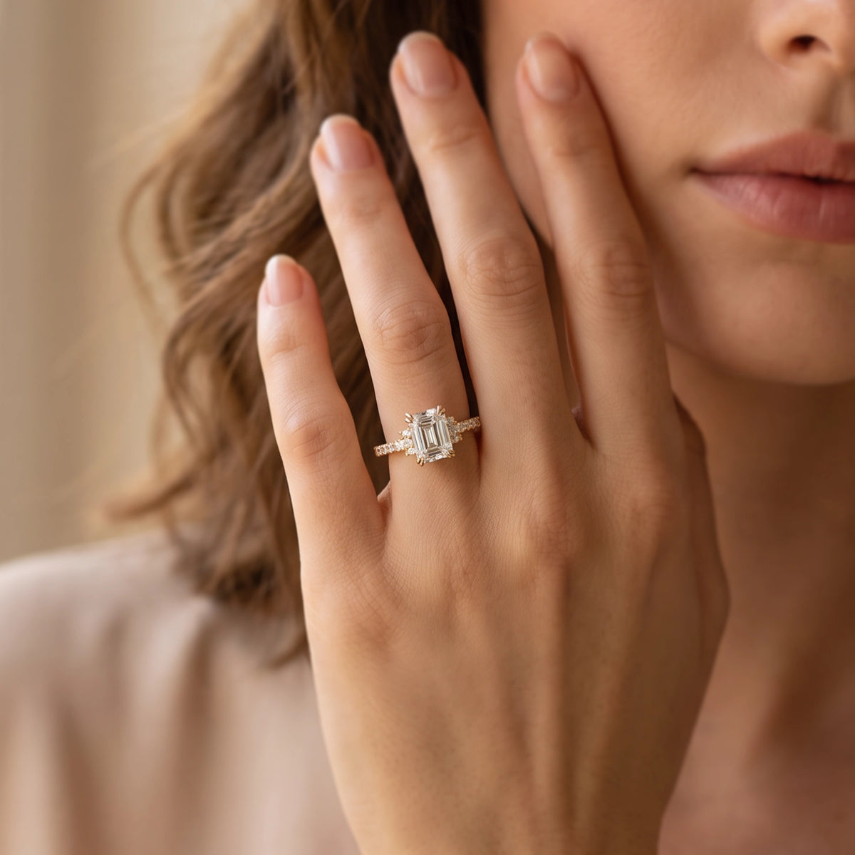 Seraphina’s Luminance | 3CT Emerald Cut Diamond Engagement Ring
