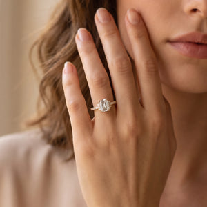 Seraphina’s Luminance | 3CT Emerald Cut Diamond Engagement Ring