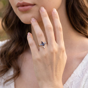 Sylvie’s Frond | Kite Cut Alexandrite Cluster Chevron Bridal Set 2pcs