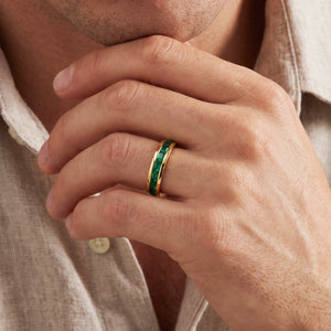 Odysseus’s Evergreen | Half-Eternity Baguette Emerald Men’s Band