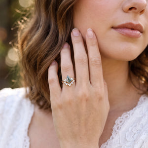 Diana’s Bower | Kite Cut Moss Agate & Moonstone Cluster Chevron Bridal Set 2pcs