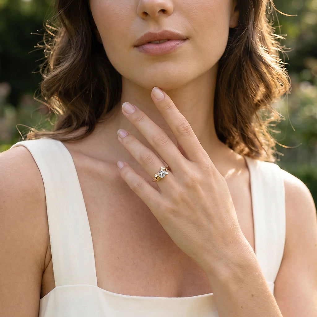 Cressida’s Tendril | Salt & Pepper Diamond Vine Engagement Ring.