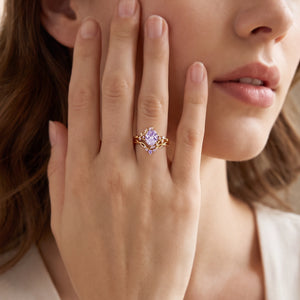 Eos‘s Aquarelle | Oval Firework Cut Lavender Sapphire Bridal Duo