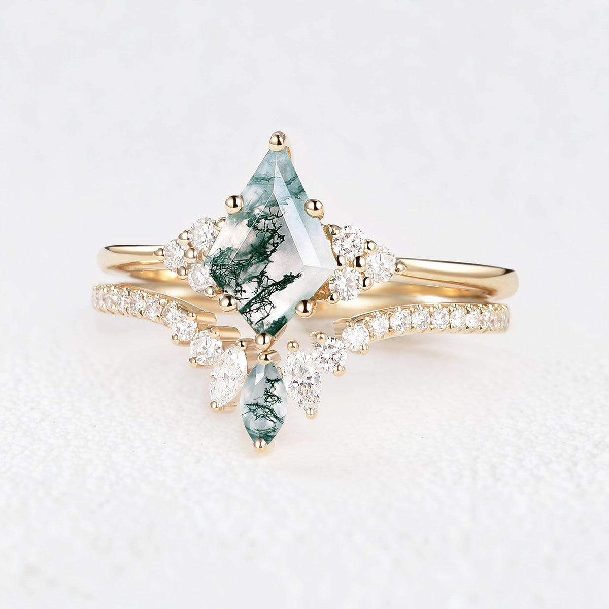 Seraphina‘s Glade | Kite Moss Agate Cluster Bridal Duo