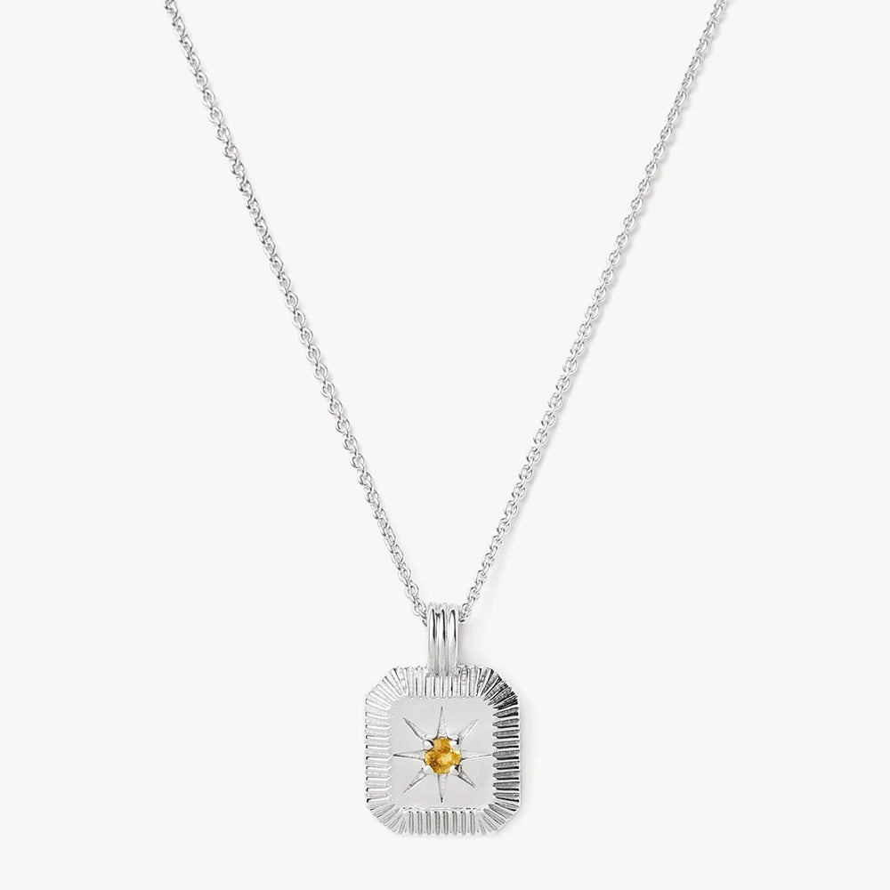 November Birthstone Pendant Necklace | Sterling Silver/Citrine.