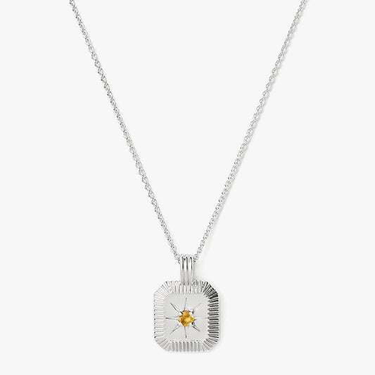 November Birthstone Pendant Necklace | Sterling Silver/Citrine