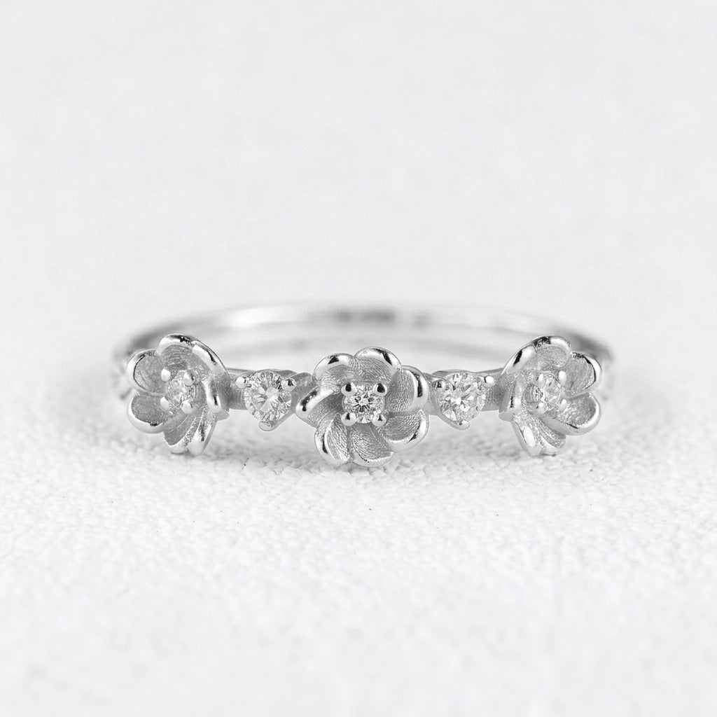 Flora’s Trio | Three Flower Diamond Wedding Band.