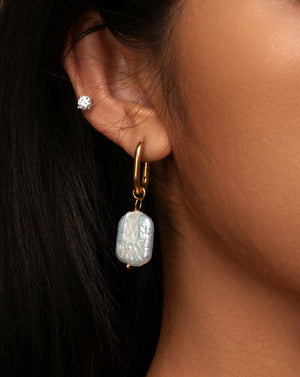 French Vintage Baroque Pearl Hoop Earrings