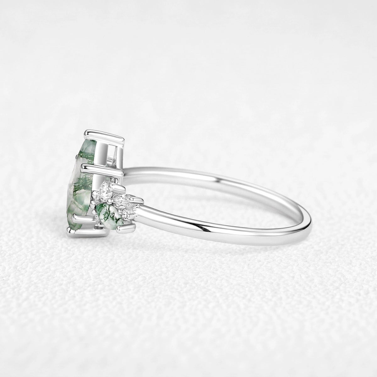 Lavinia’s Sprig | Classic Kite Cut Moss Agate Engagement Ring
