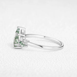 Lavinia’s Sprig | Classic Kite Cut Moss Agate Engagement Ring