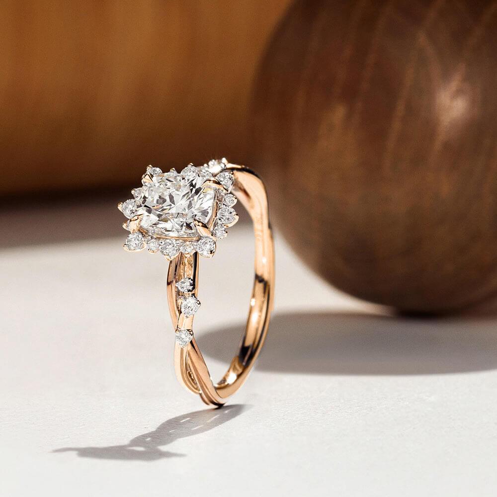 White Cushion Design 2CT Moissanite Engagement Ring.